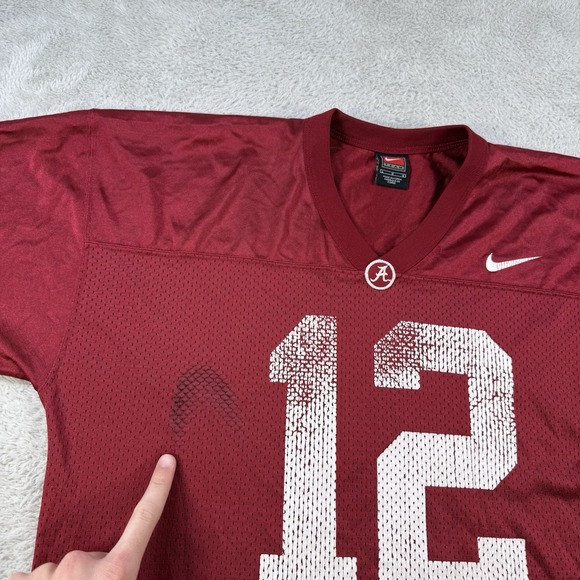 Nike Alabama Crimson Tide Jersey Mens Large Red Football #12 Team Mesh READ - Picture 3 of 10